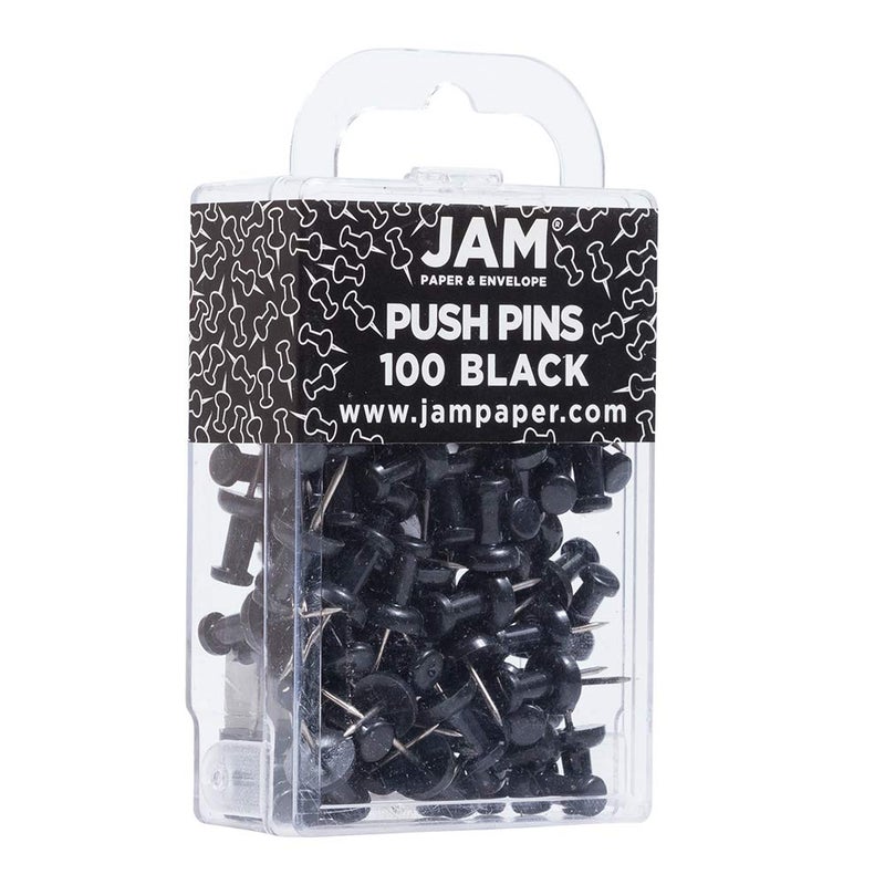 JAM PAPER Colorful Push Pins - Black Pushpins - 100/Pack - Image 2